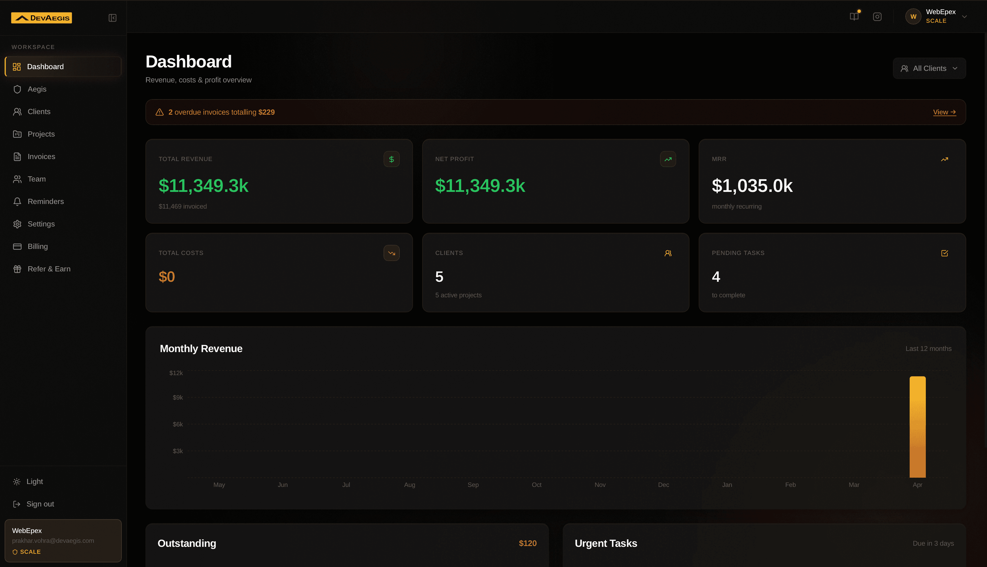 DevAegis Dashboard